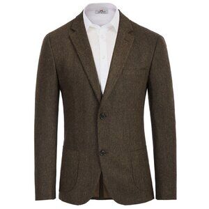 NWT Paul Jones Mens Size XL Brown Herringbone Tweed Two Button Blazer Jacket NEW